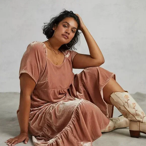 Anthropologie | Dresses | Anthro Velvet Empire Waist Midi Dress | Poshmark